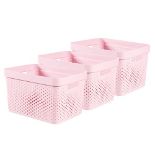 Curver Infinity Dots Set of 3 100% Recycled Large Storage Baskets 17 Litres - Pink
