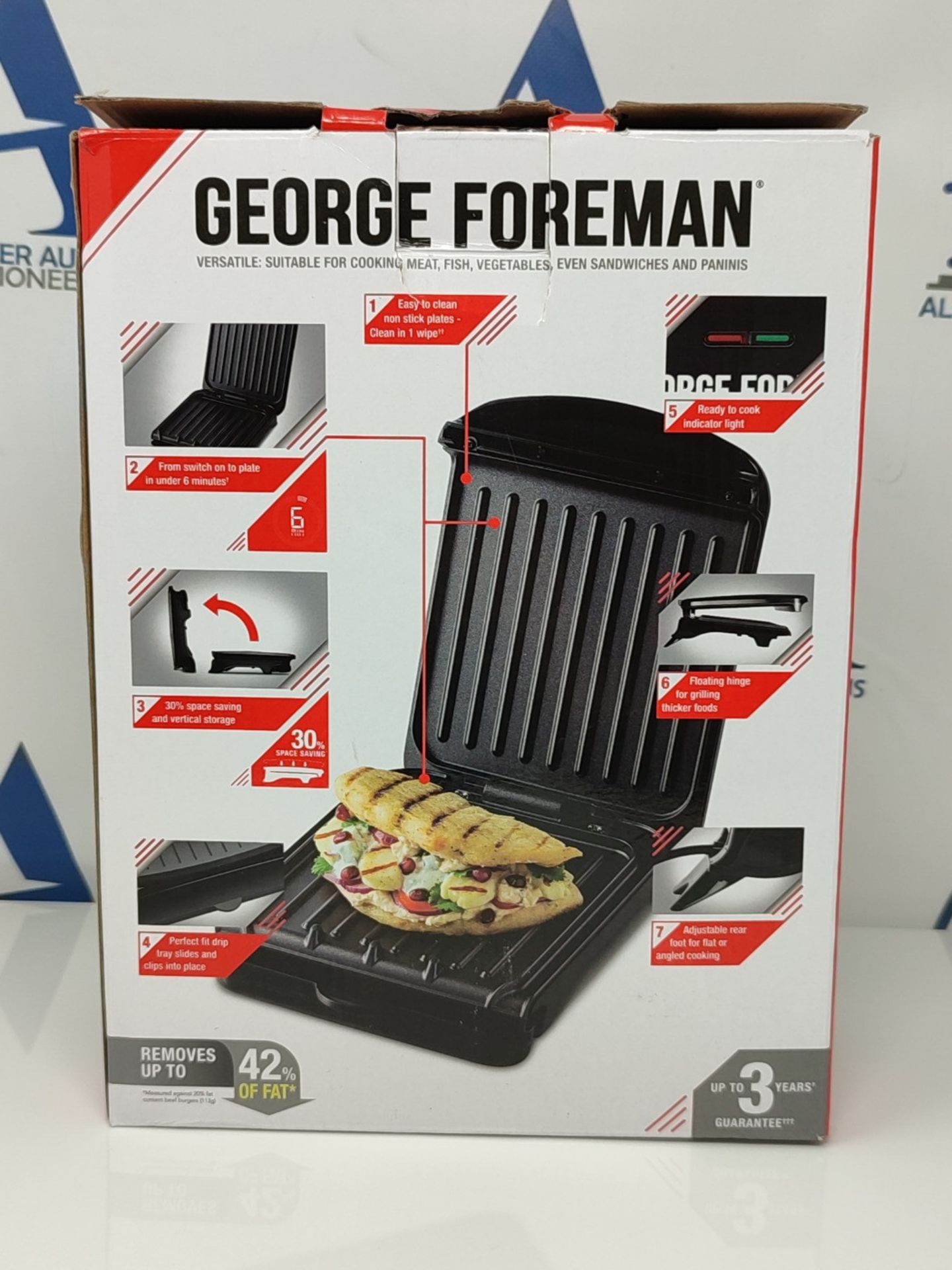 George Foreman 25800 Small Fit Grill - Versatile Griddle, Hot Plate and Toastie Machin - Image 2 of 3