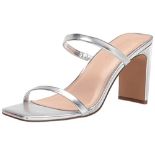 The Drop Women's Avery Square Toe Two Strap High Heeled Sandals - Silver - Size 36 EU