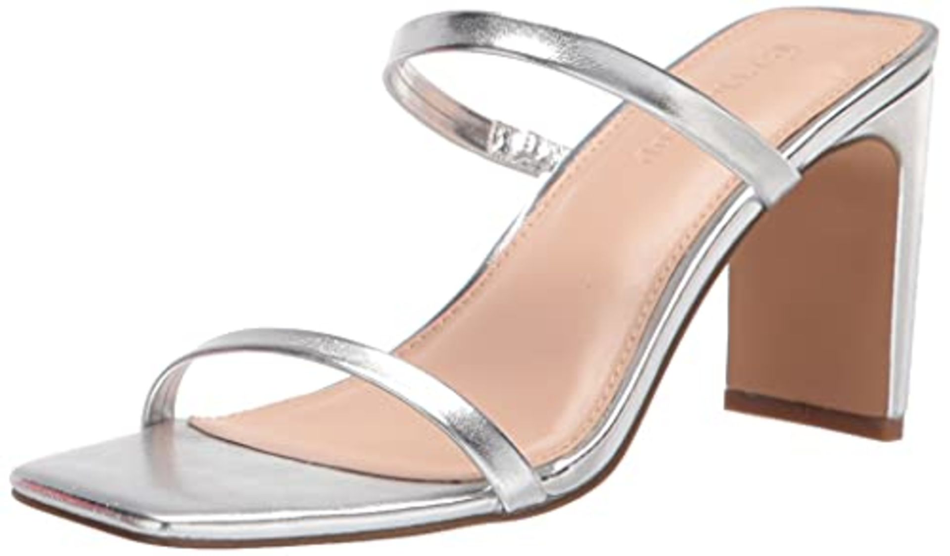 The Drop Women's Avery Square Toe Two Strap High Heeled Sandals - Silver - Size 36 EU