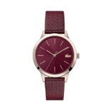 RRP £165.00 Lacoste Women's Analog Quartz Watch with Burgundy Leather Strap - 2001092