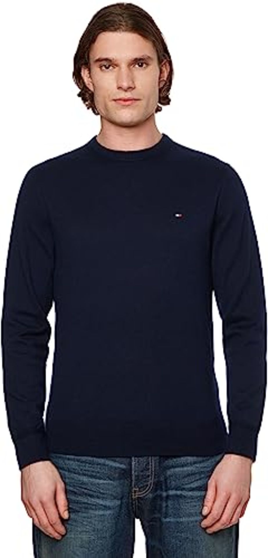 RRP £58.00 Tommy Hilfiger Pima Organic Cotton Cashmere Crew Neck Pullover, Desert Sky, L Men