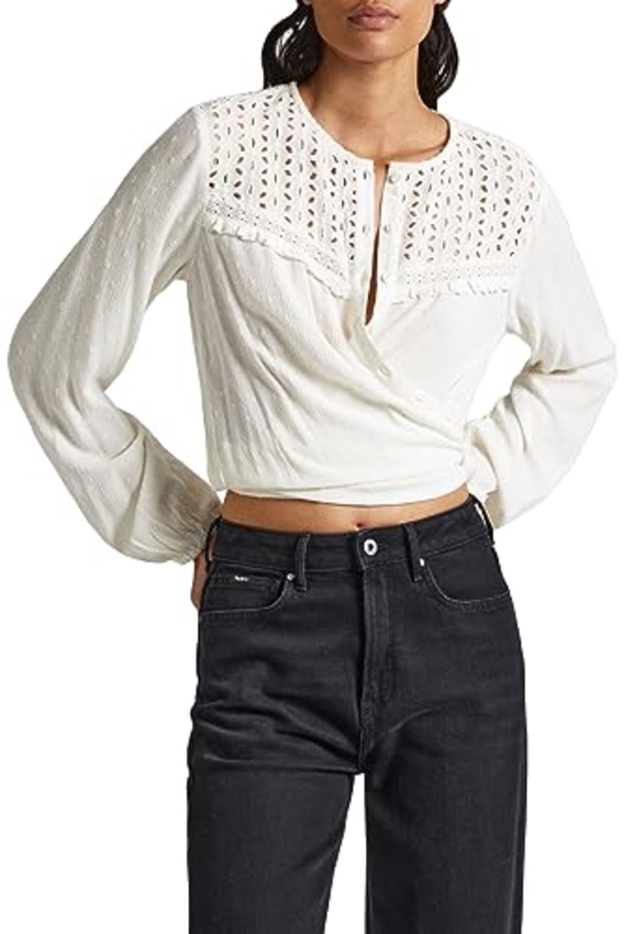 RRP £55.00 Pepe Jeans Women's Isabel Blouse, White (Mousse), S
