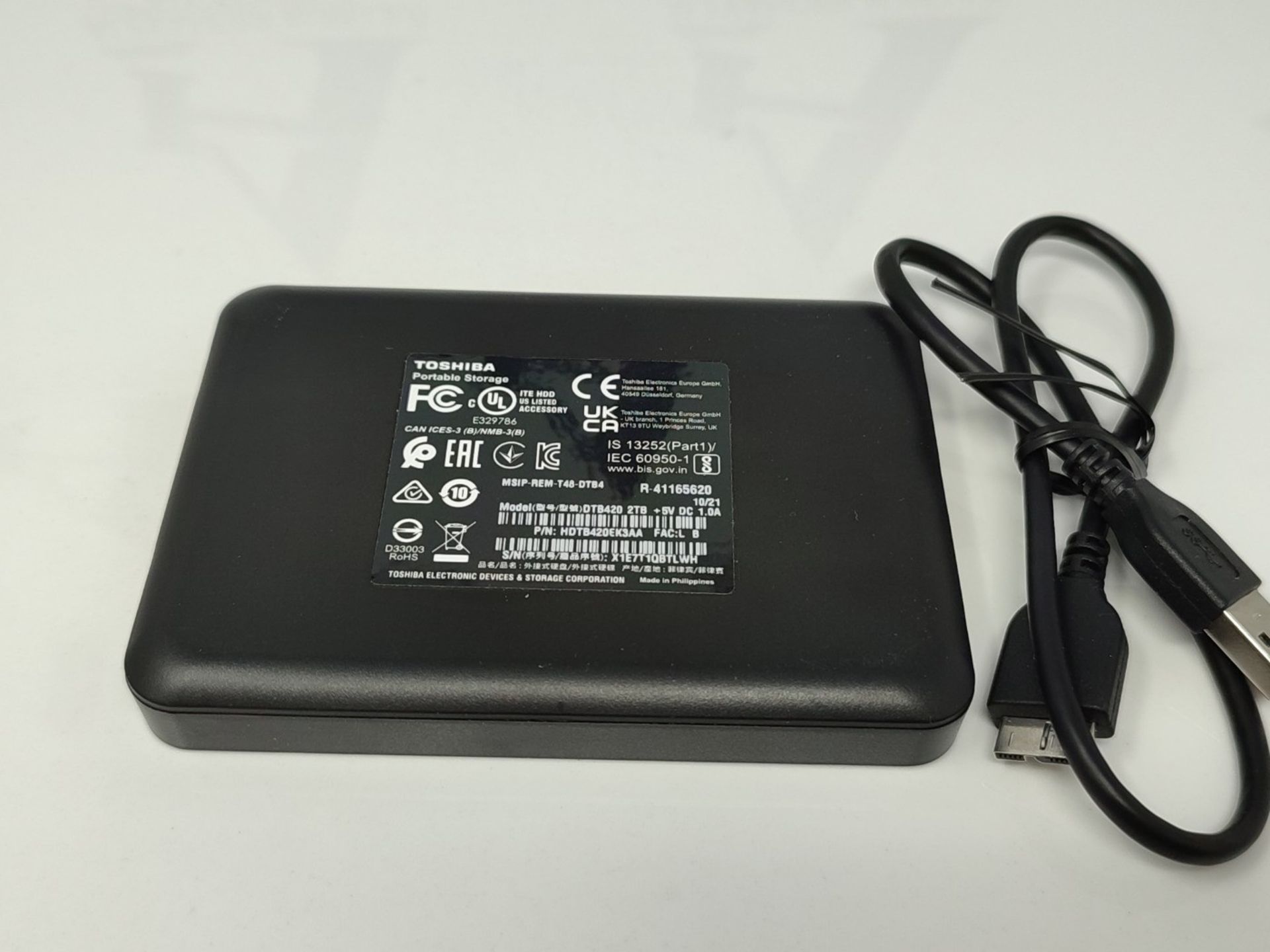 RRP £67.00 Toshiba 2TB Canvio Basics Portable External Hard Drive, USB 3.2. Gen 1, Black (HDTB420 - Image 3 of 3