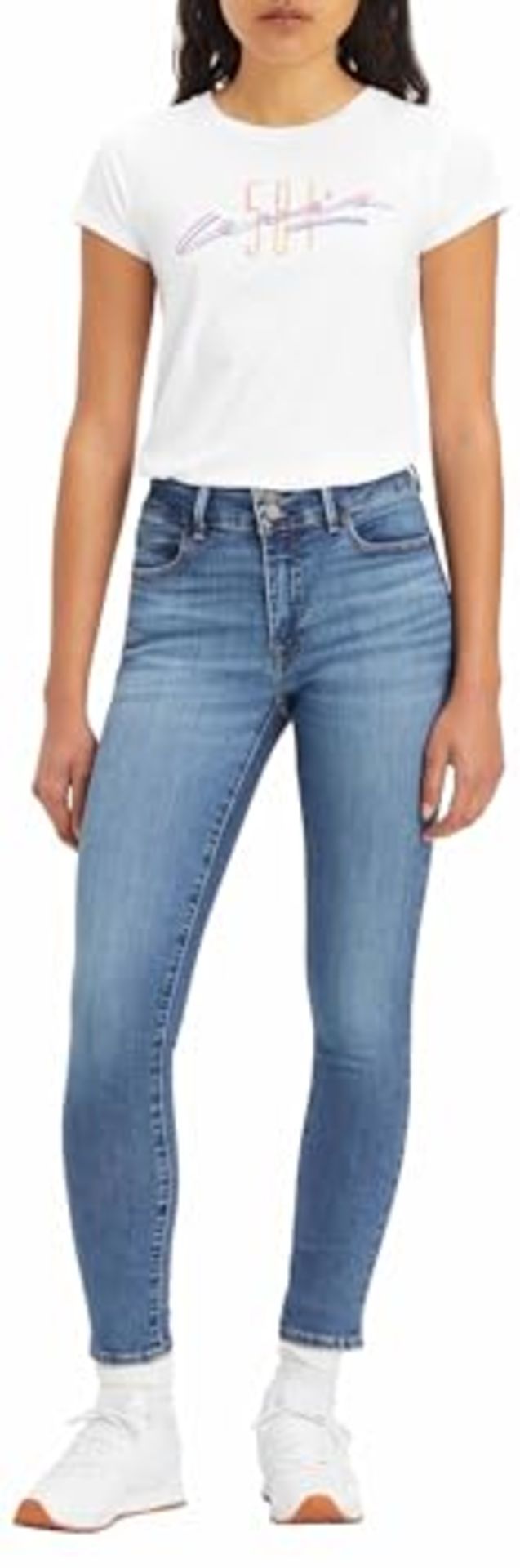 RRP £78.00 Levi's 711"! Double Button Women's Jeans, Blue Wave Mid, 25W / 28L