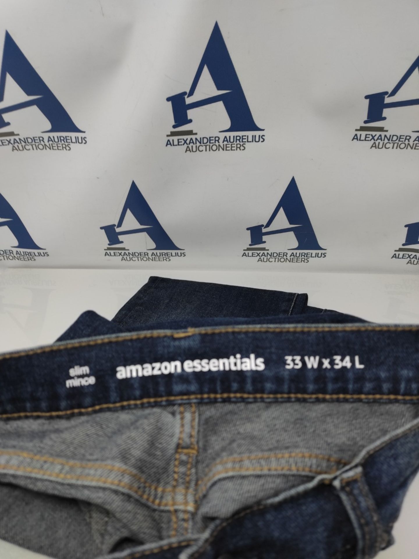 Amazon Essentials Men's Slim-Fit Jean, Dark Indigo/Washed, 33W/34L - Image 2 of 2