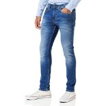RRP £92.00 Tommy Jeans AUSTIN SLIM TAPERED WMBS, Men's Denim Pants, Blue (Wilson Mid Blue Stretch