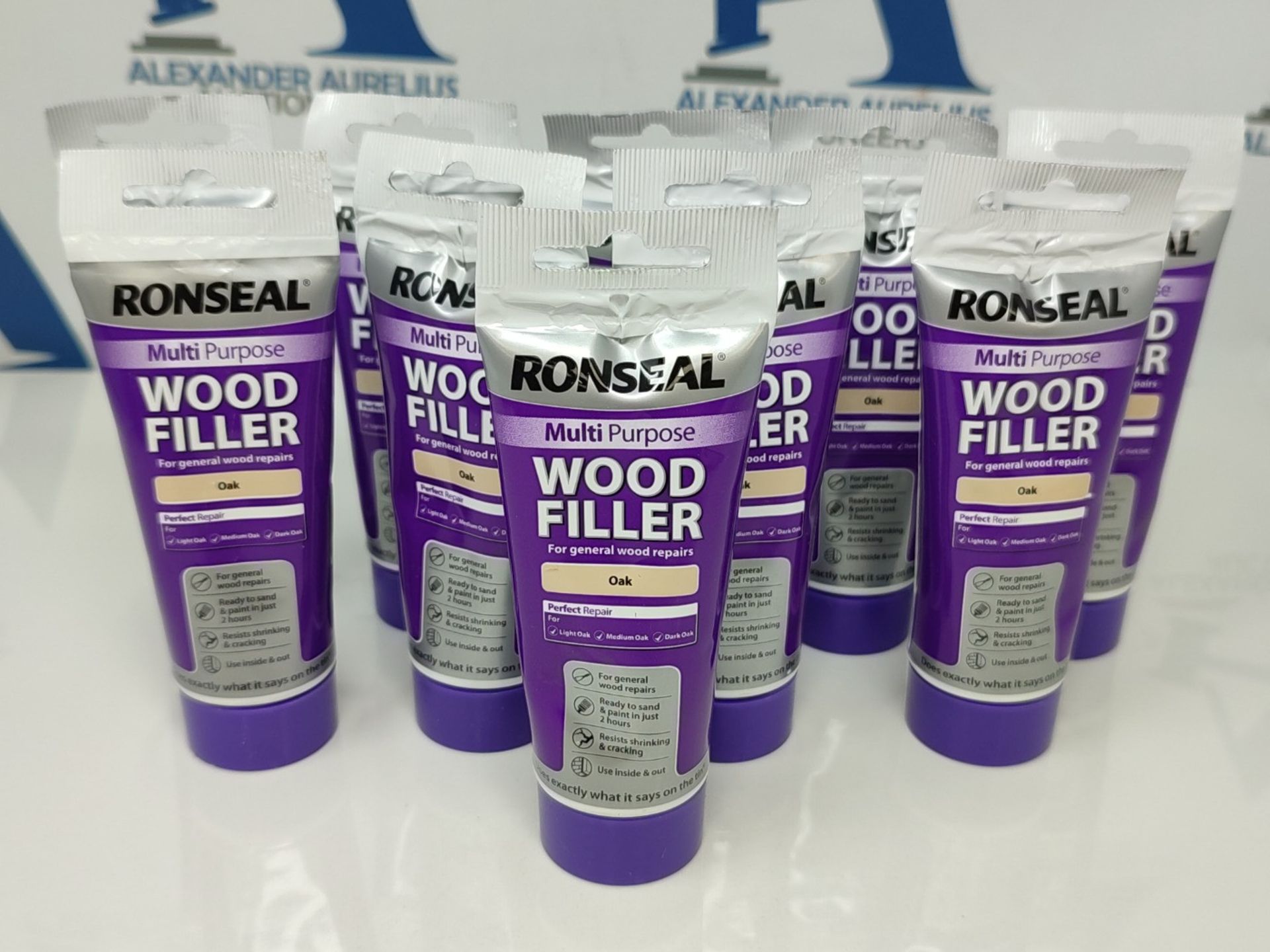 RRP £65.00 10 x Ronseal MPWFO100G 100 g Multi-Purpose Wood Filler Tub - oak - Bild 2 aus 2