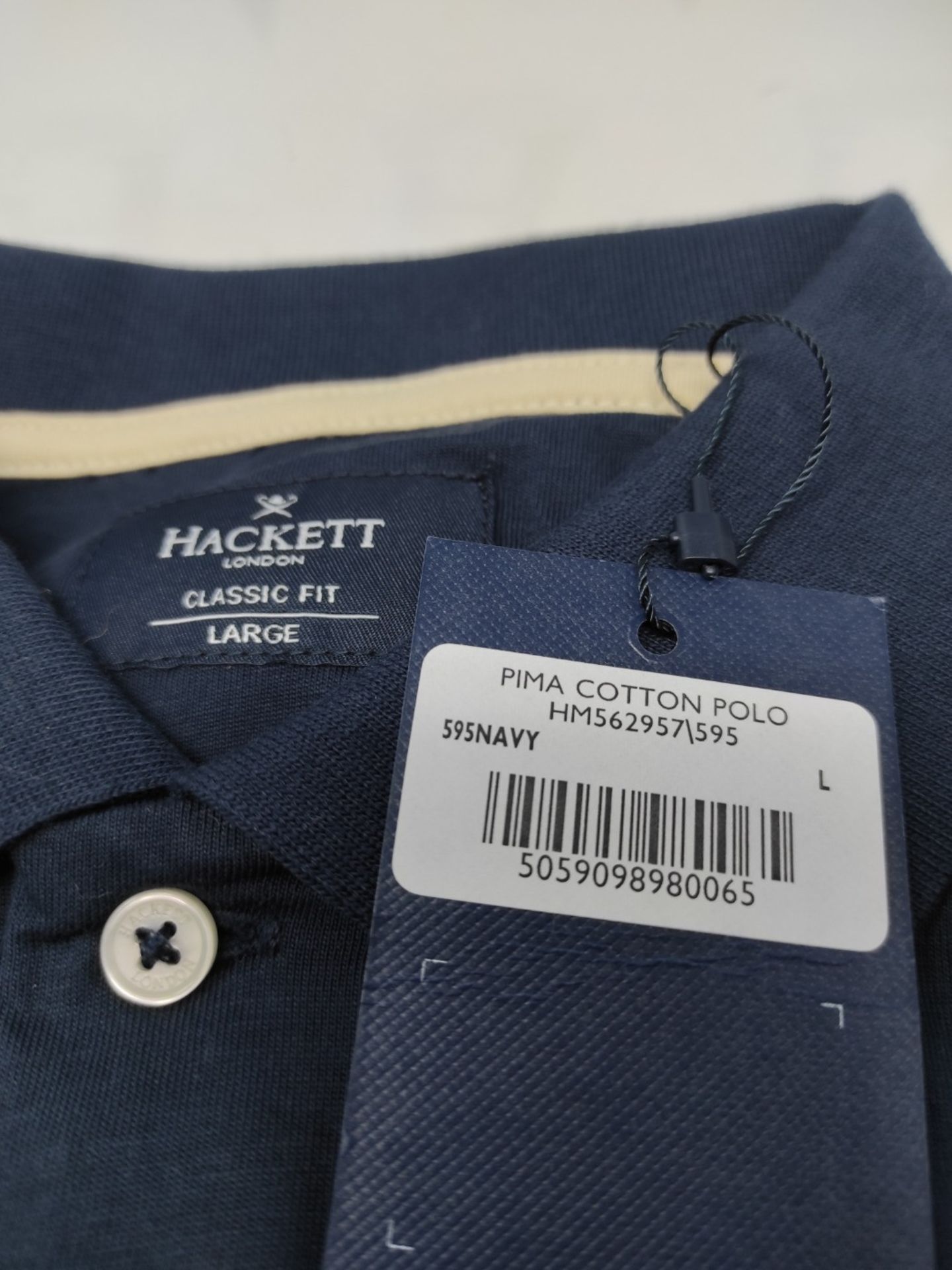 RRP £63.00 Hackett London Men's Pima Cotton Polo Shirt, 595navy, L - Image 3 of 3