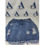 Women's denim skirt Y2K high waist solid A-line jean skirt micro mini skirt frayed vin