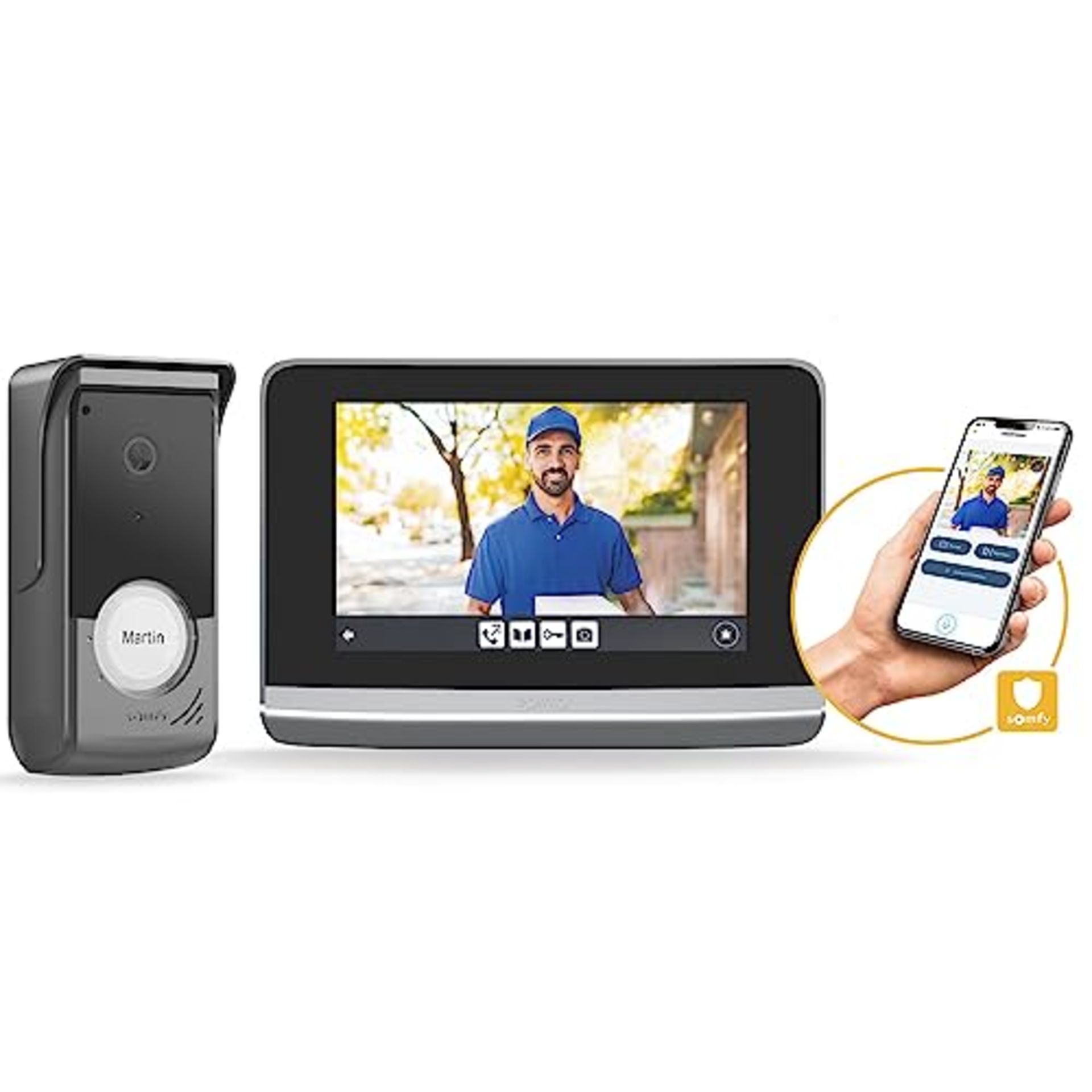 RRP £499.00 Somfy 1871265 - Visiophone V500 Connect, Connected intercom - 7-inch touch screen - Ni