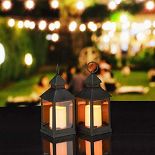 Relaxdays LED Lanterns Set of 2, Candle with Flame Effect, Suitable for Outdoor Use, N