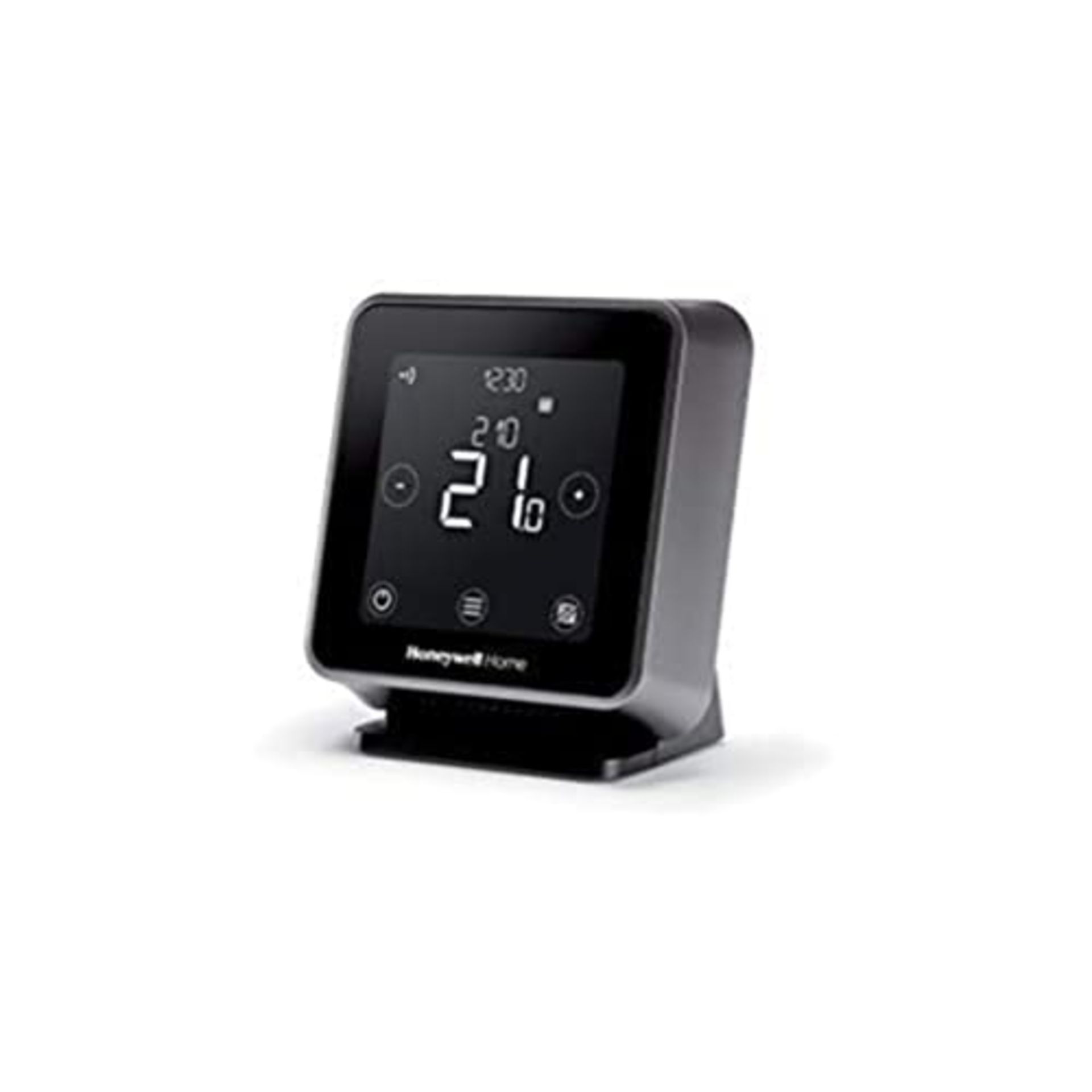RRP £220.00 Honeywell Home T6R Wi-Fi Room Thermostat with table holder, power supply, and radio re