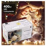 Jamasia 999105 - LED fairy lights with 400 LED bulbs, warm white, with transformer and