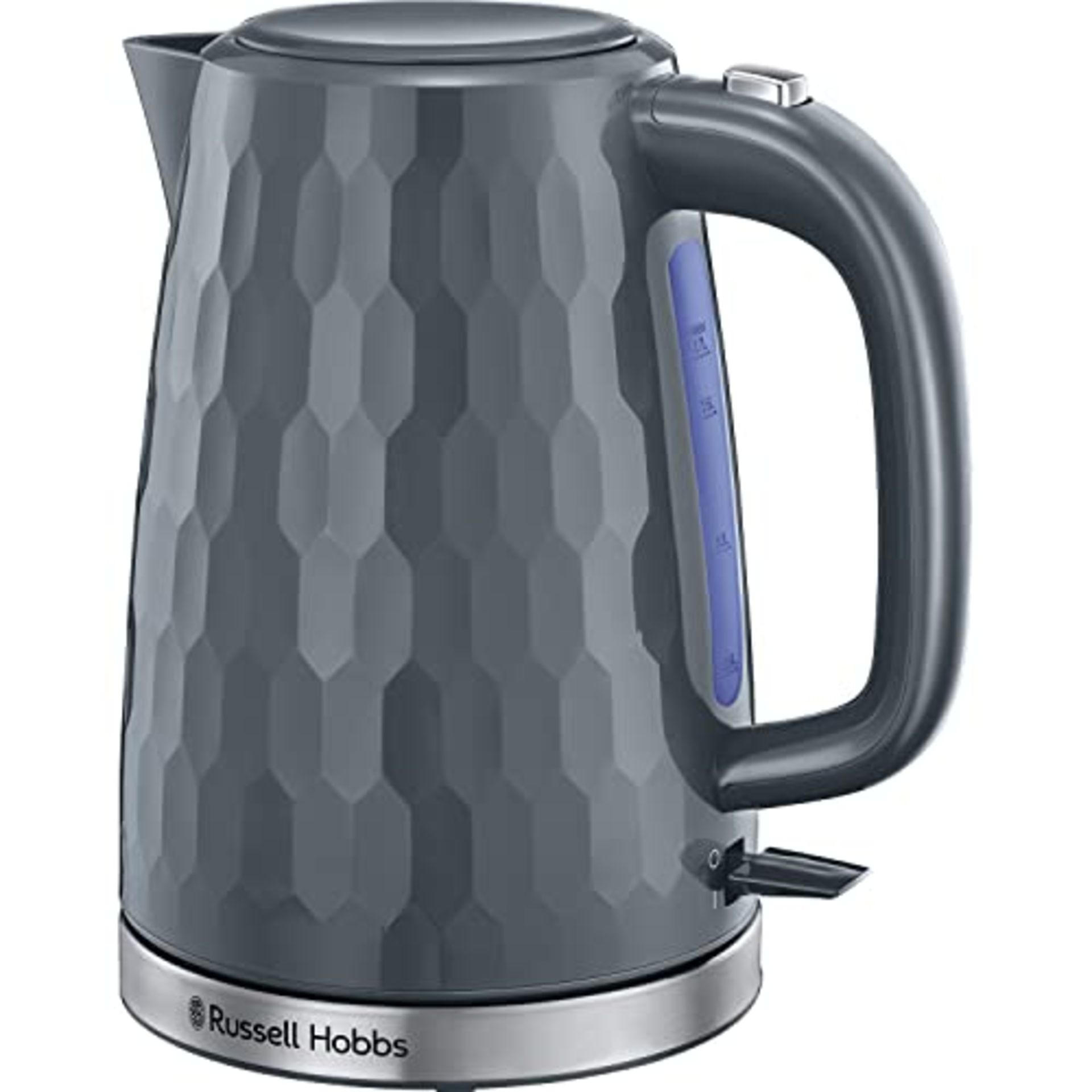 Russell Hobbs Honeycomb Electric 1.7L Cordless Kettle (Fast Boil 3KW, Grey premium pla