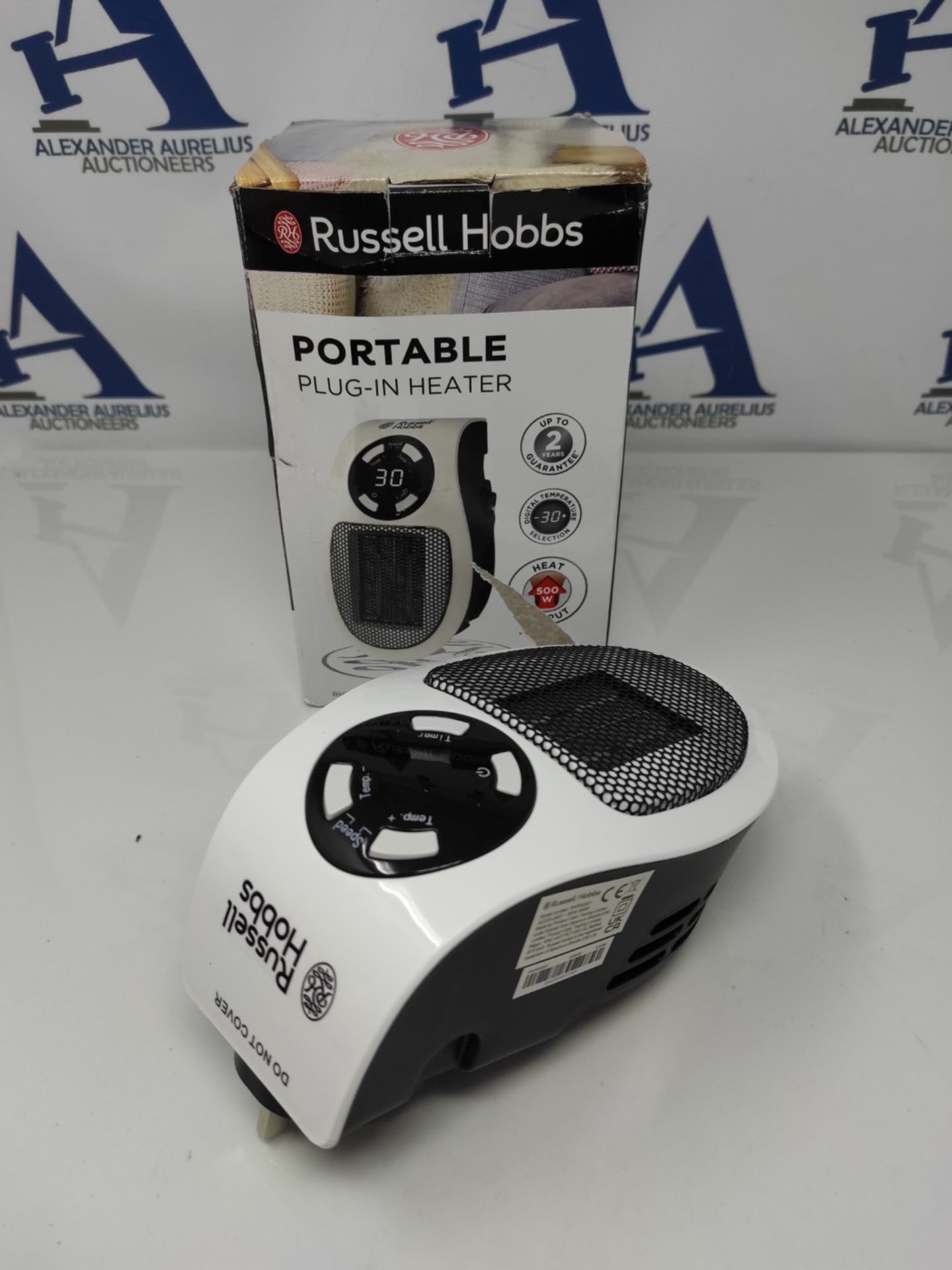 Russell Hobbs RHPH2001 500W Ceramic Plug Heater, Adjustable thermostat, 12 Hour Timer - Image 2 of 2