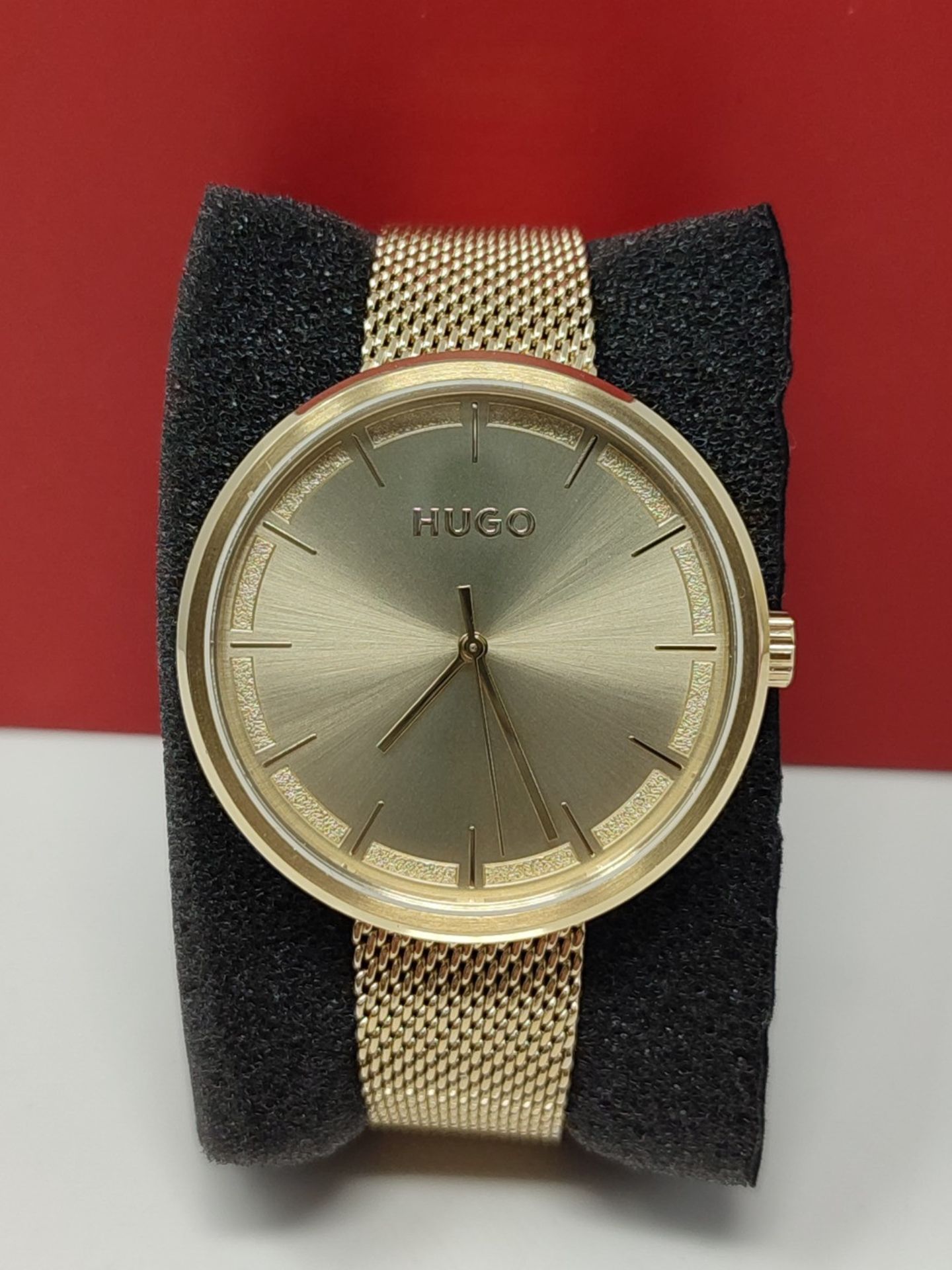 RRP £149.00 HUGO Analogue Quartz Watch for Women with Gold Colored Stainless Steel mesh Bracelet - Image 2 of 2
