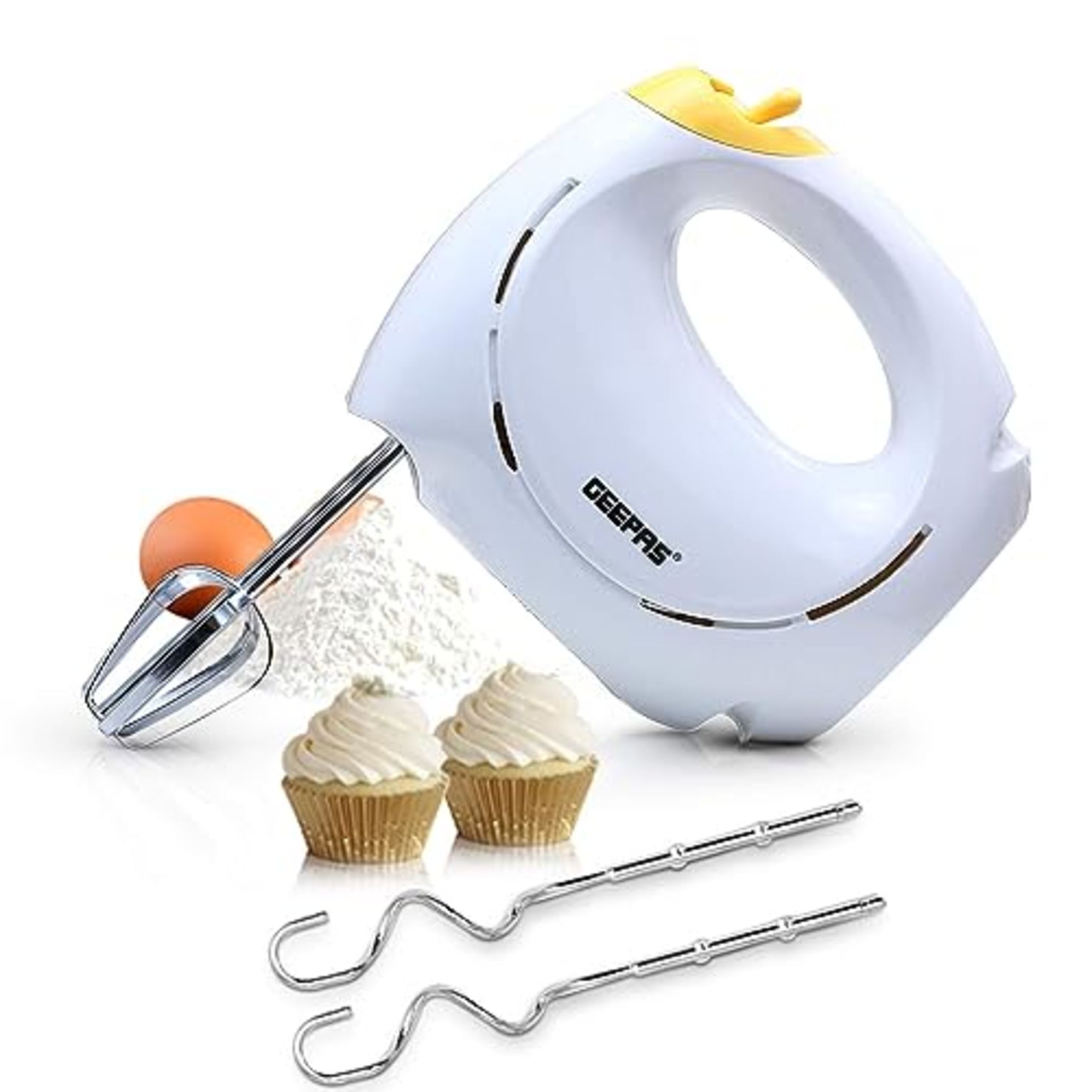 Geepas 150W Hand Mixer - Electric Whisk, Handheld Food Collection Cake Mixer for Bakin