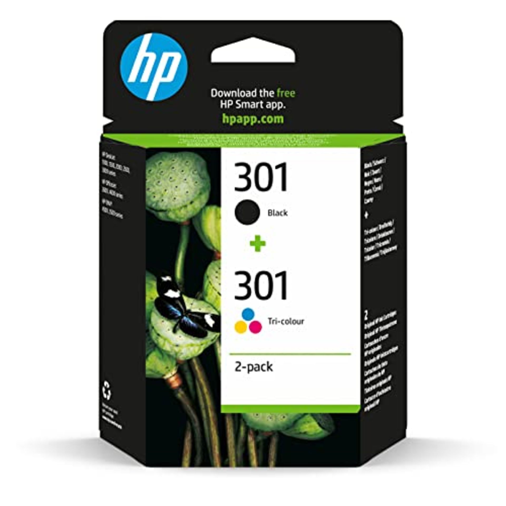 HP N9J72AE 301 Original Ink Cartridges, Black and Tri-Colour, Multipack