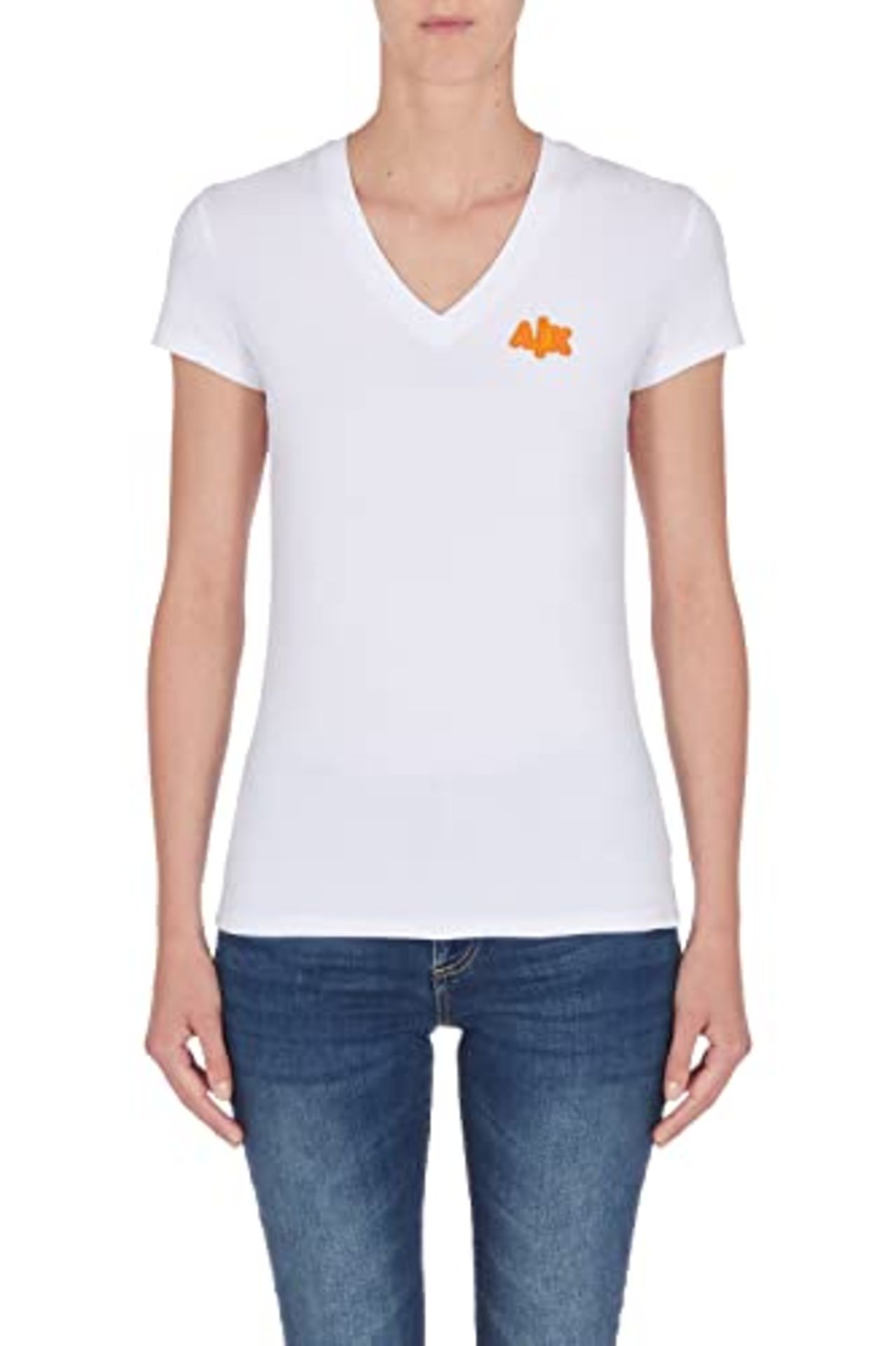 Armani Exchange Women's V-Neck Small Chest Logo T-Shirt, White