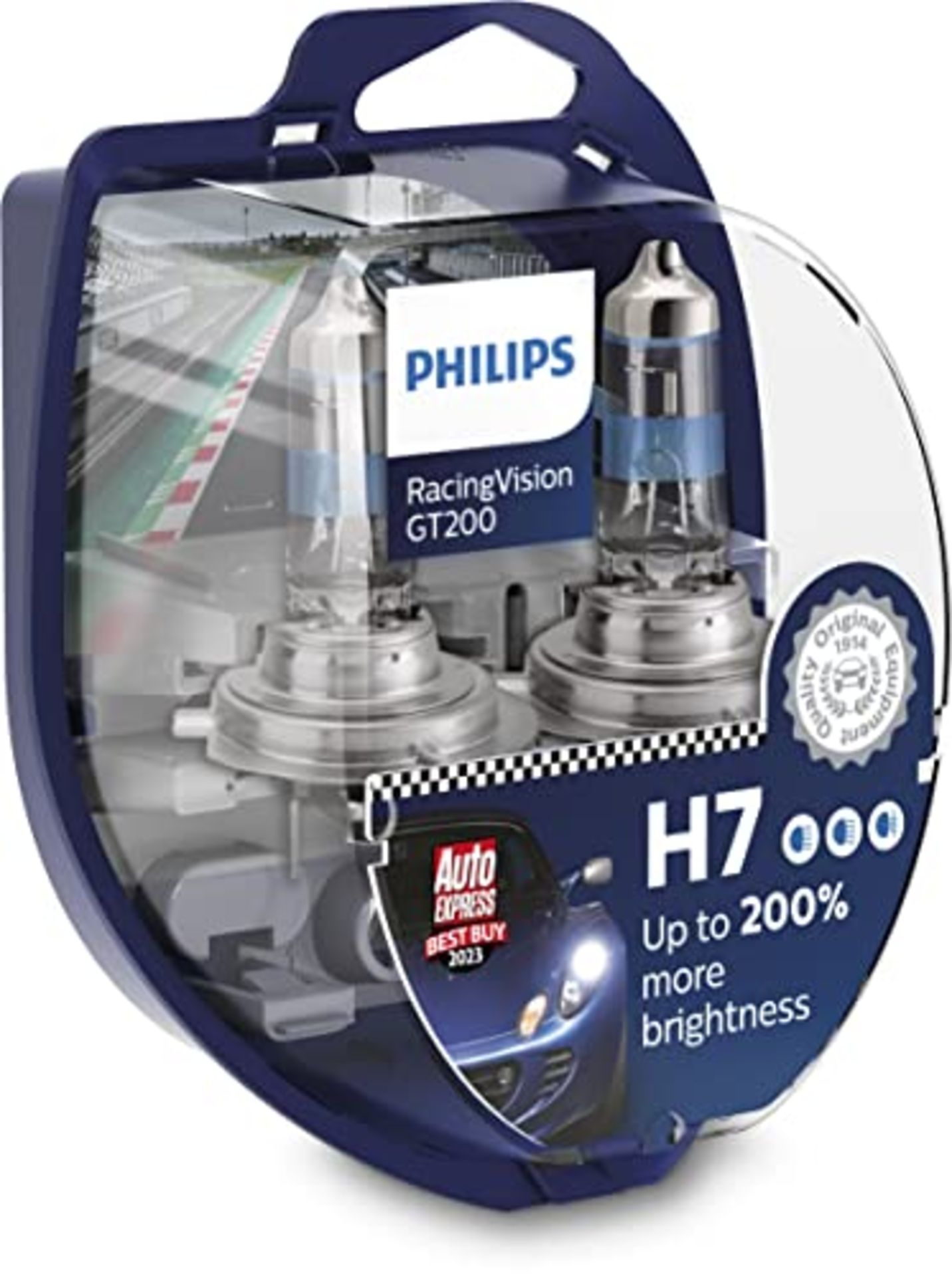 Philips Racing Vision GT200 H7 Car Headlight Bulb +200 Percent, Set of 2