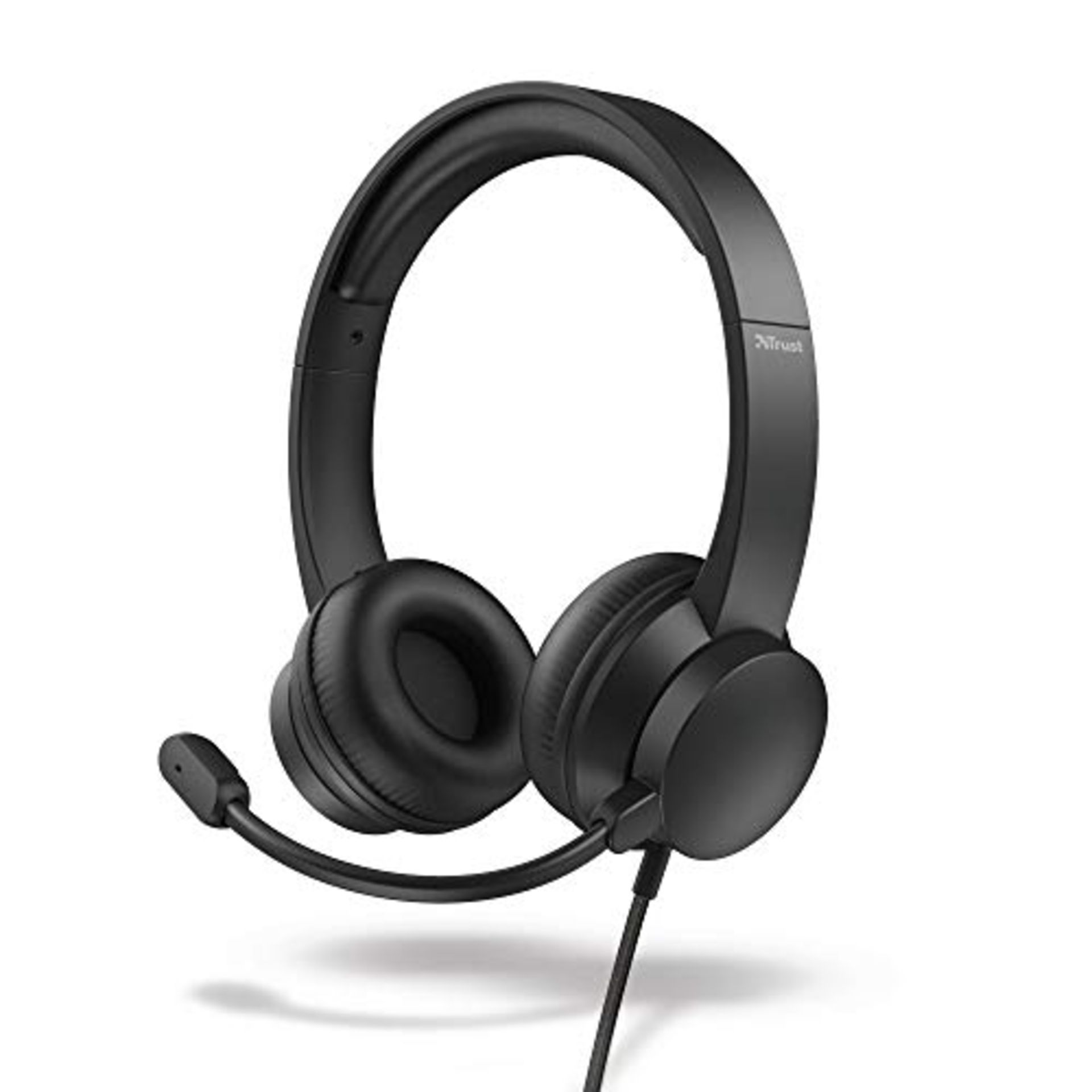 Trust Roha On-Ear USB Headset with Microphone, Comfortable Soft Leatherette Ear Cushio