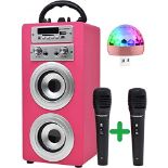 RRP £52.00 DYNASONIC - (3rd Gen) Portable Bluetooth Speaker with Karaoke Mode and Microphone, FM