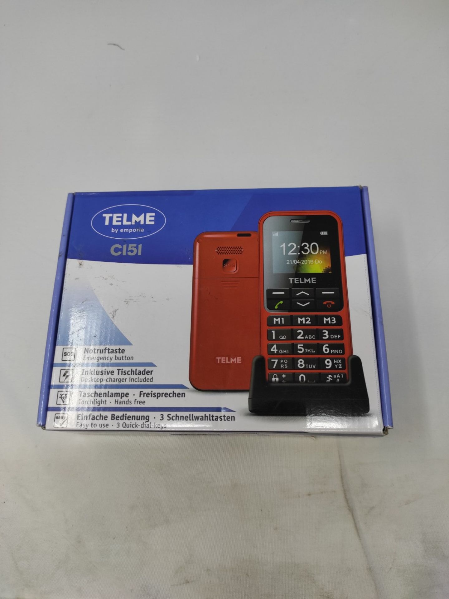 Emporia TELME C151 (Extra Large Illuminated Big Button Mobile Phone) Red - Image 2 of 3