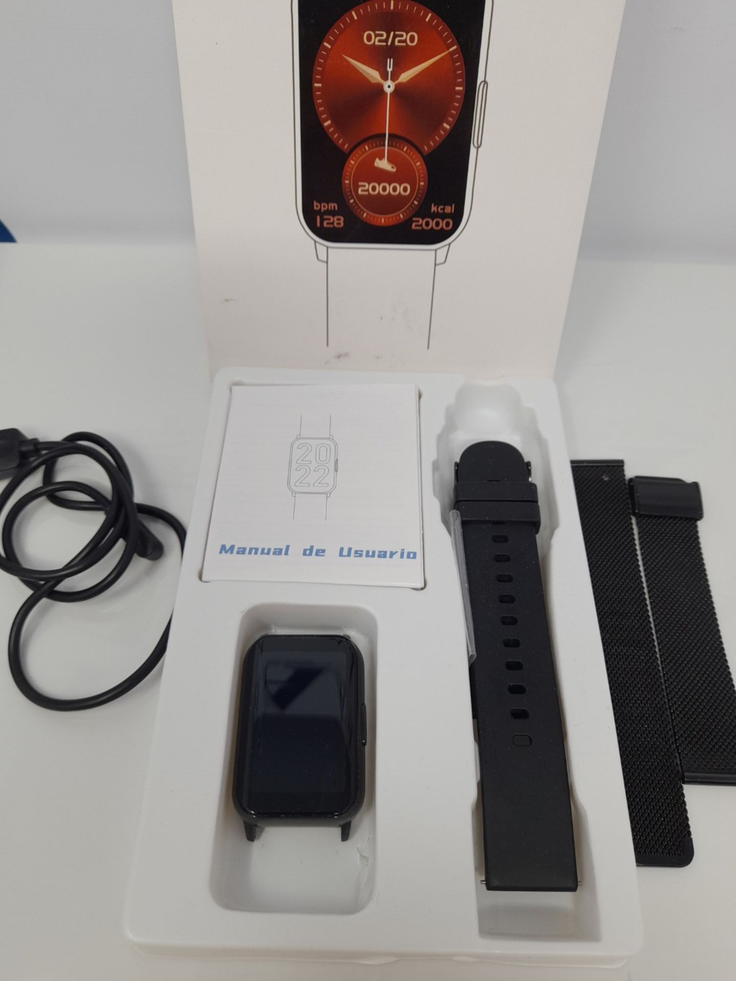 RRP £50.00 Smartwatch, 1.57 inch touchscreen fitness wristwatch, fitness tracker with heart rate - Image 2 of 2