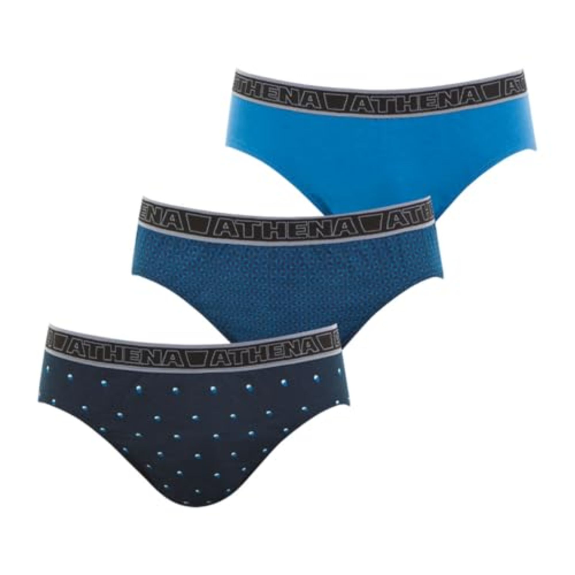 Athena Men's Tonic Knickers, (Pois/Mozaique/Bleu 1920), Large (Size: 4) (Pack of 3)