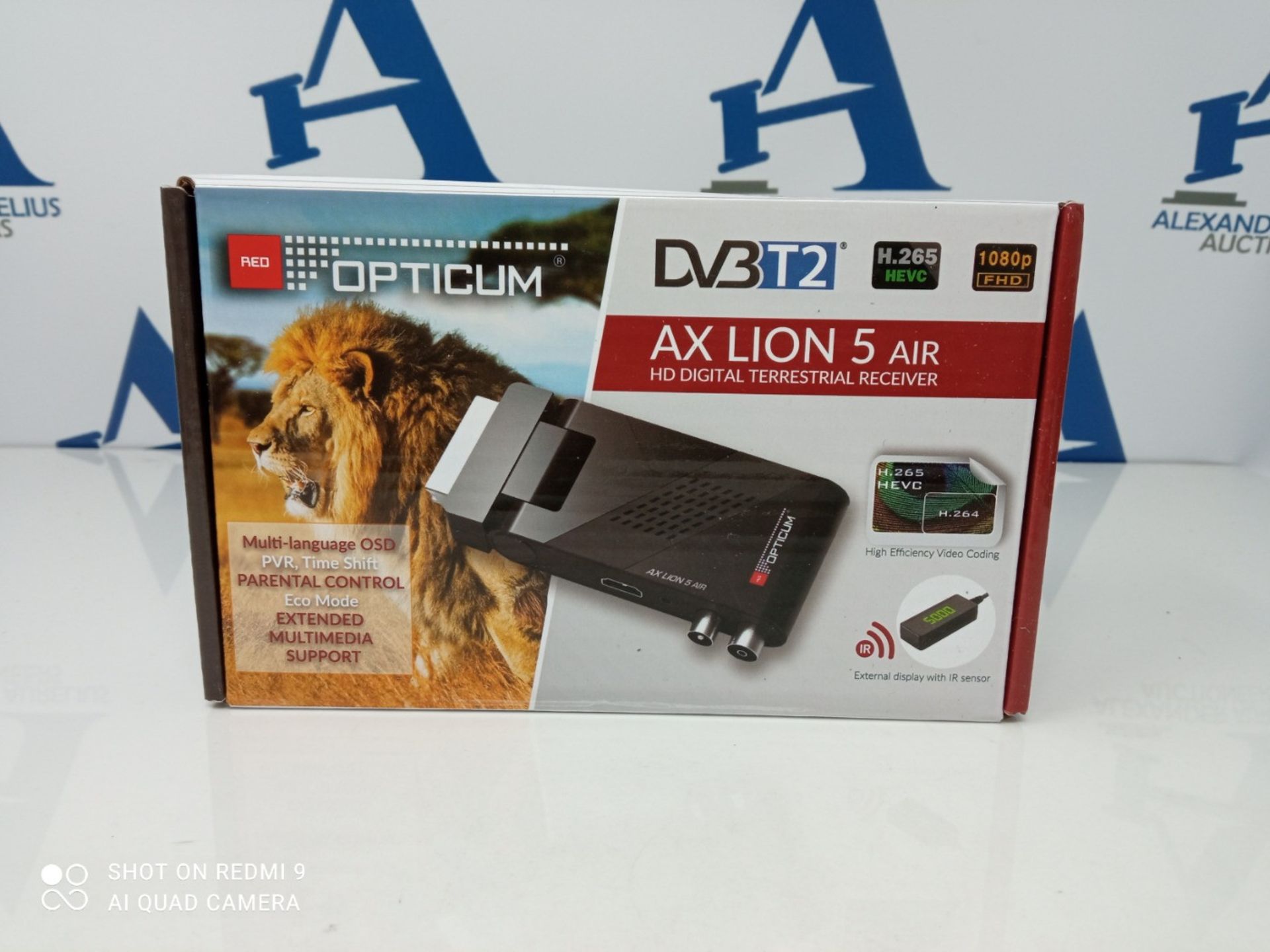 RED OPTICUM AX Lion 5 Air DVB-T2 H.265 Receiver with Recording Function - External IR - Image 2 of 3