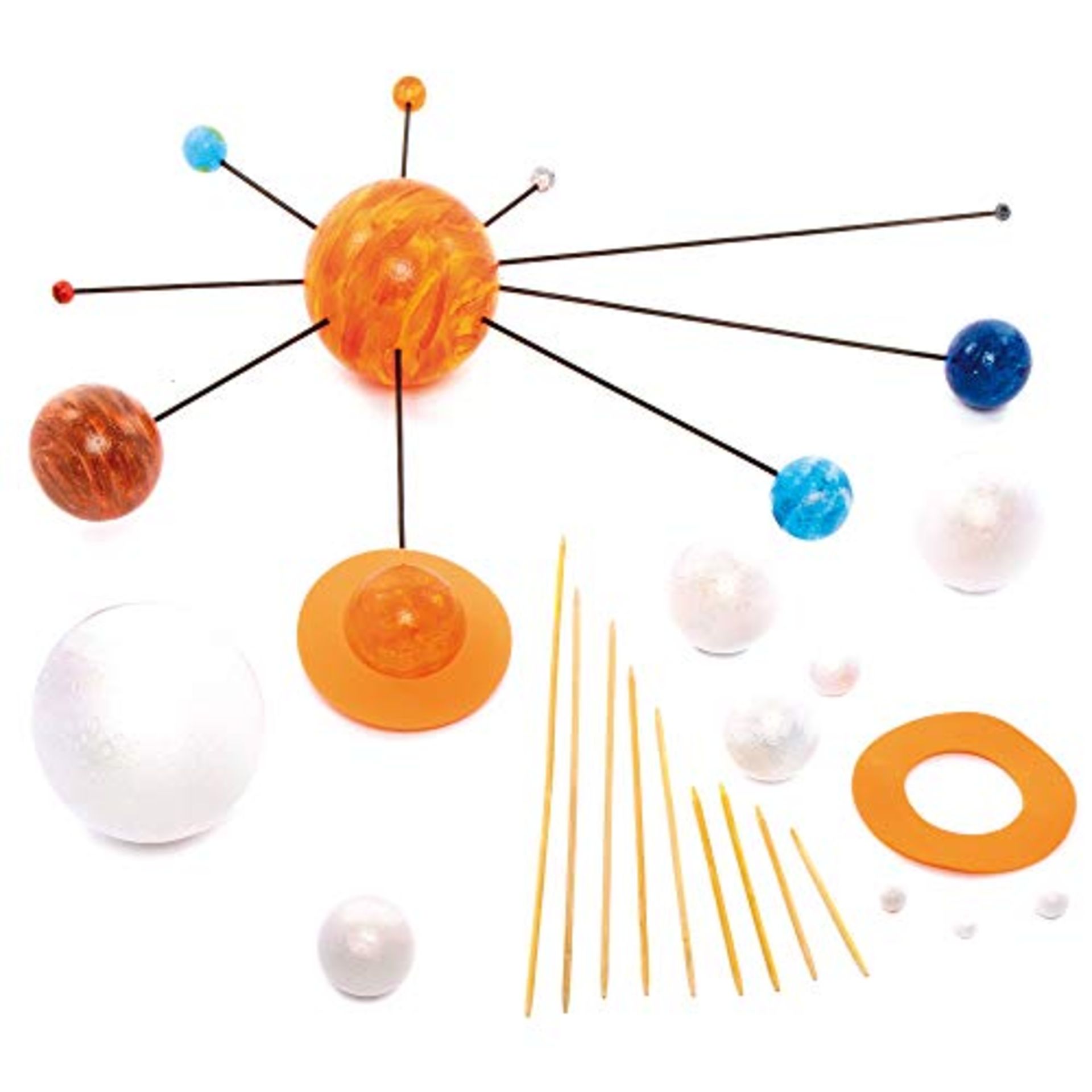 Baker Ross EV8302 Make Your Own Solar System Kits with Various Sizes Polystyrene Balls