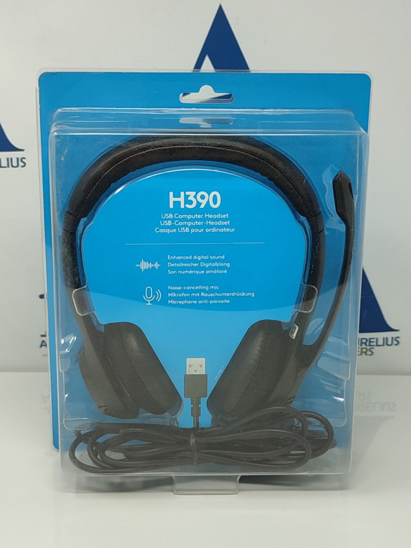 Logitech H390 Wired Headset, Stereo Headphones with Noise-Cancelling Microphone, USB, - Image 2 of 3