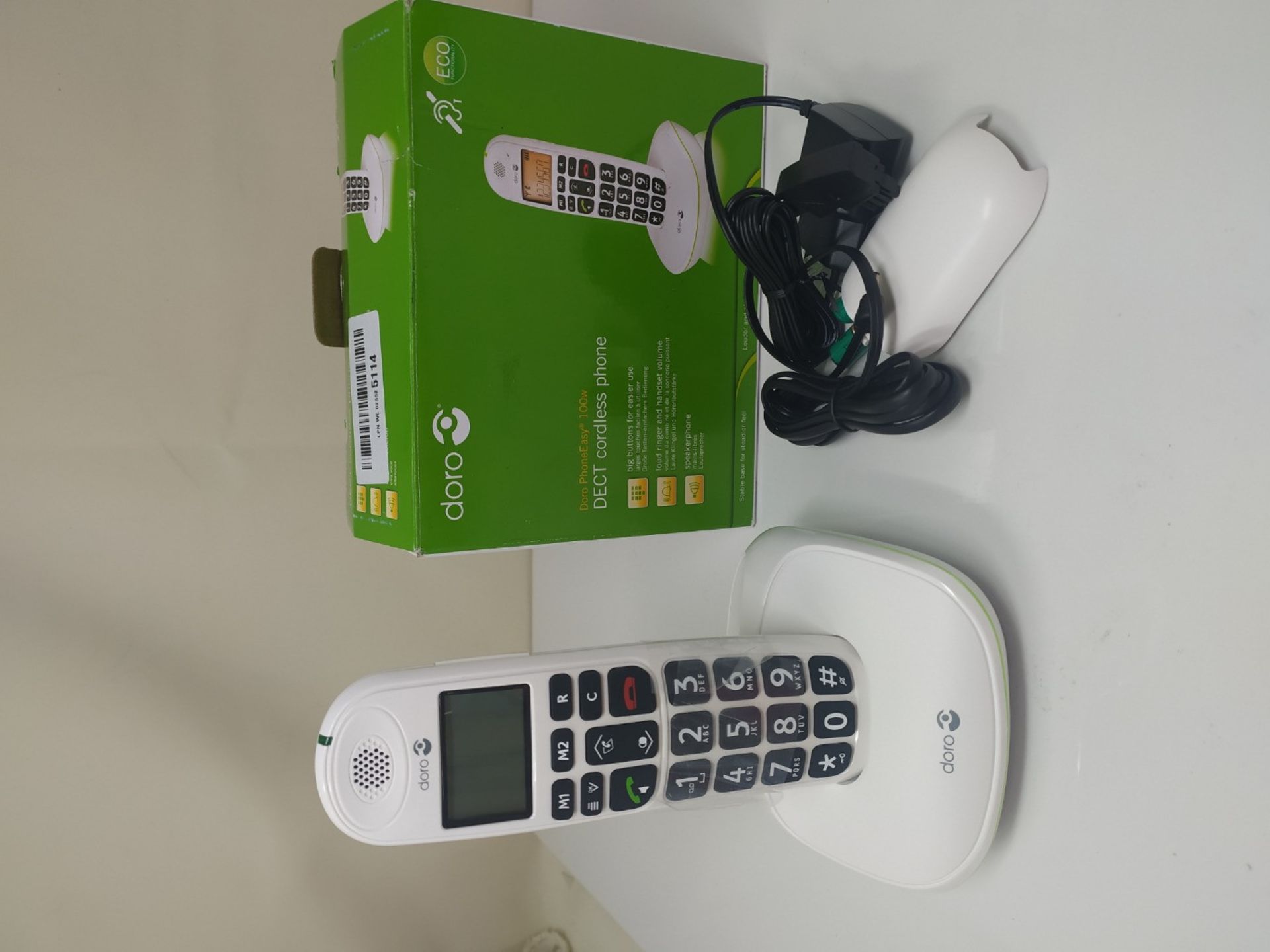 Doro Phone EASY 100W Cordless Phone (Hands Free Functionality, Low Radiation, Elderly - Image 2 of 2