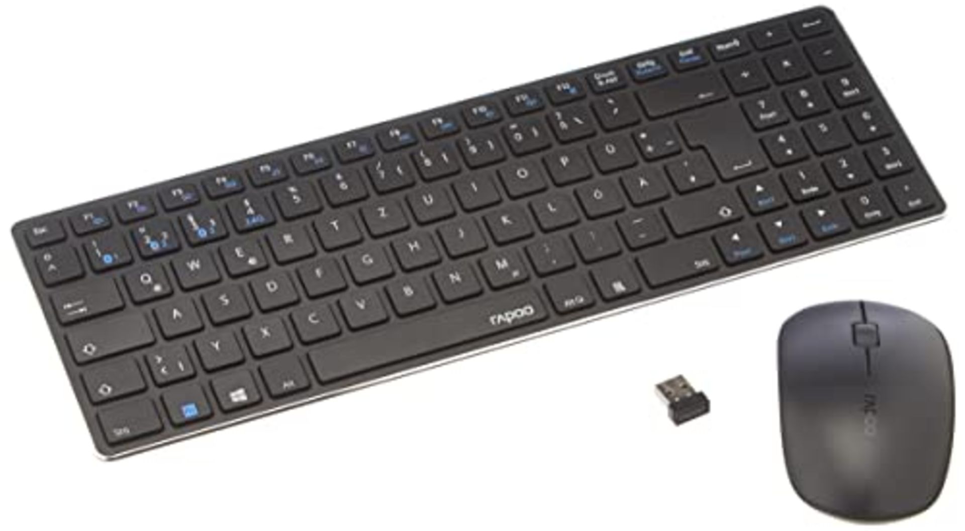 Rapoo 9300M Wireless Keyboard Mouse Set, Bluetooth and Wireless (2.4 GHz) via USB, Ult