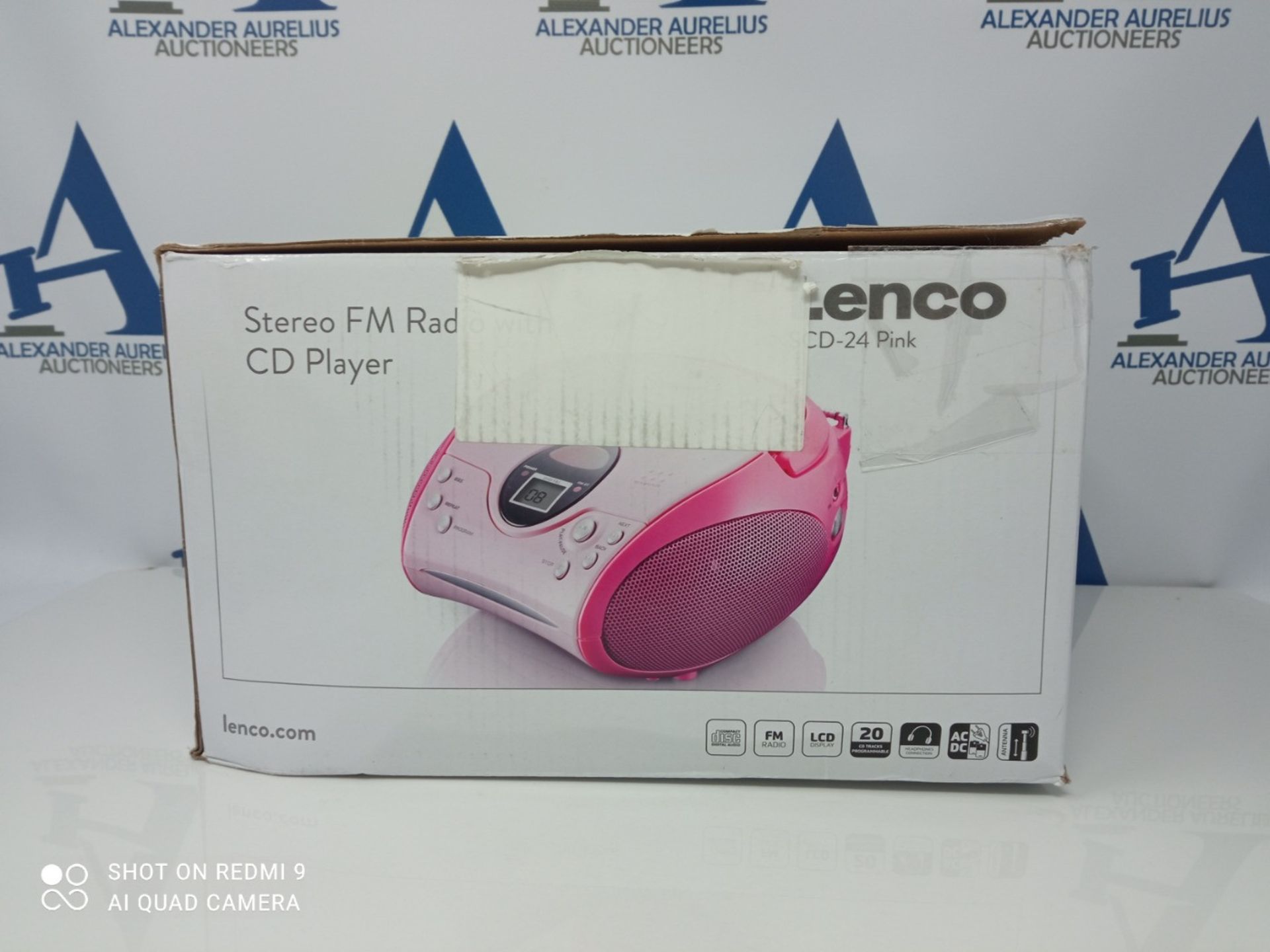 Lenco SCD-24 stereo FM radio with CD player and telescopic antenna pink - Image 2 of 3