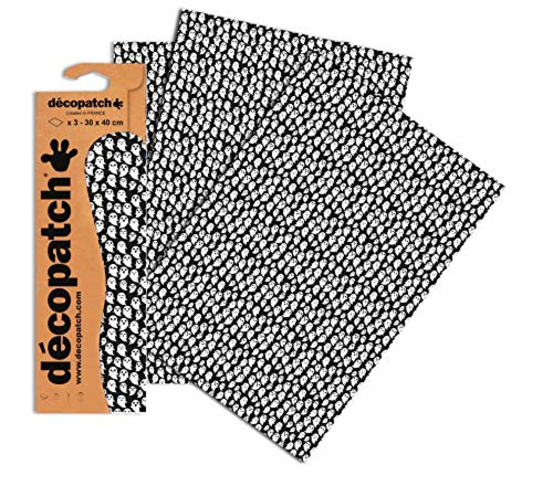 Décopatch Halloween Ghosts Paper, 30x40 cm (Pack of 3 sheets)