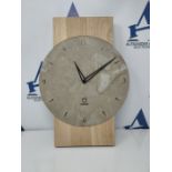 RRP £109.00 Natuhr Schlefer Wall Clock - Zugspitze - Wood Oak Slate Stone Low Noise Made in German