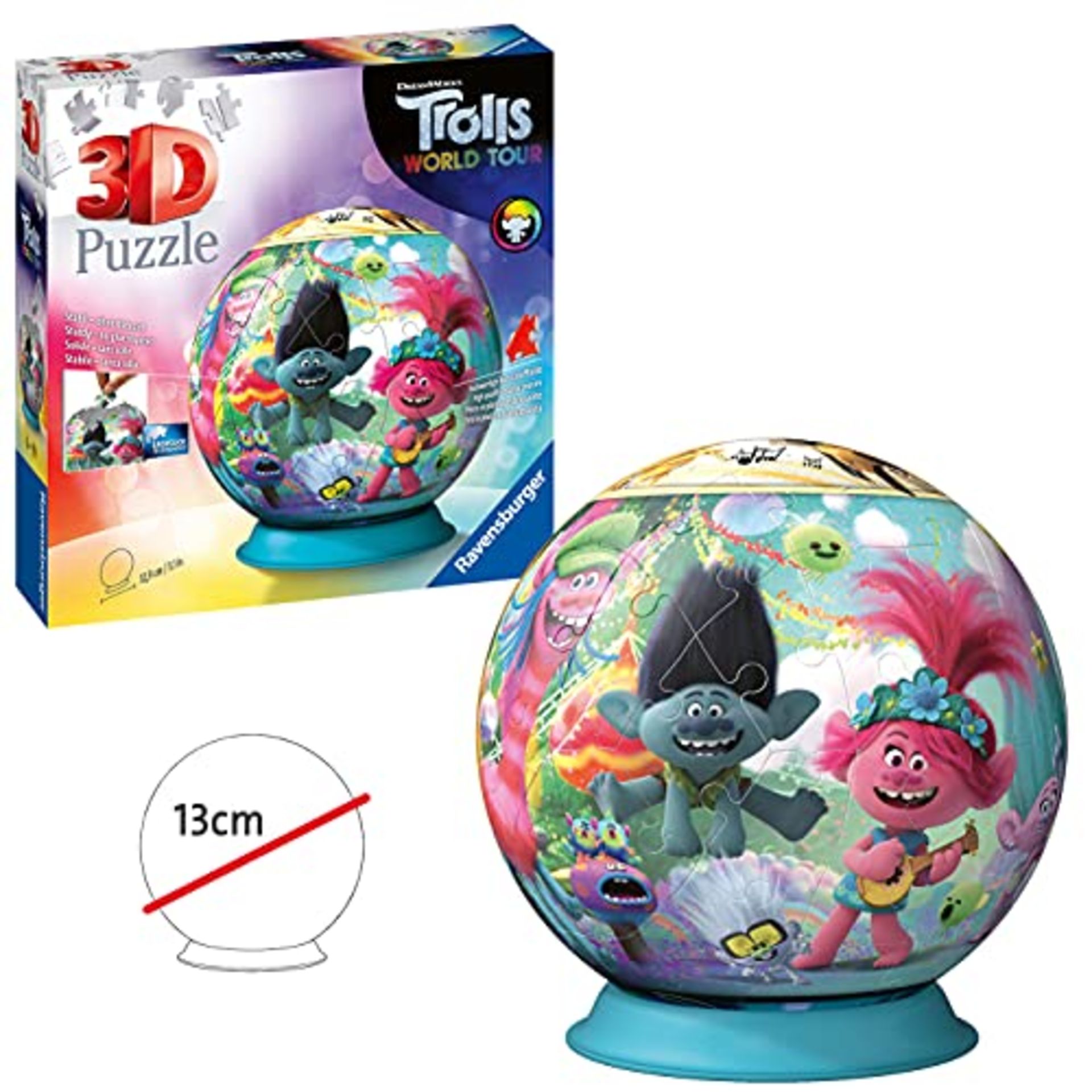 Ravensburger Trolls 2 World Tour 72 Piece 3D Jigsaw Puzzle Ball for Kids Age 6 Years U