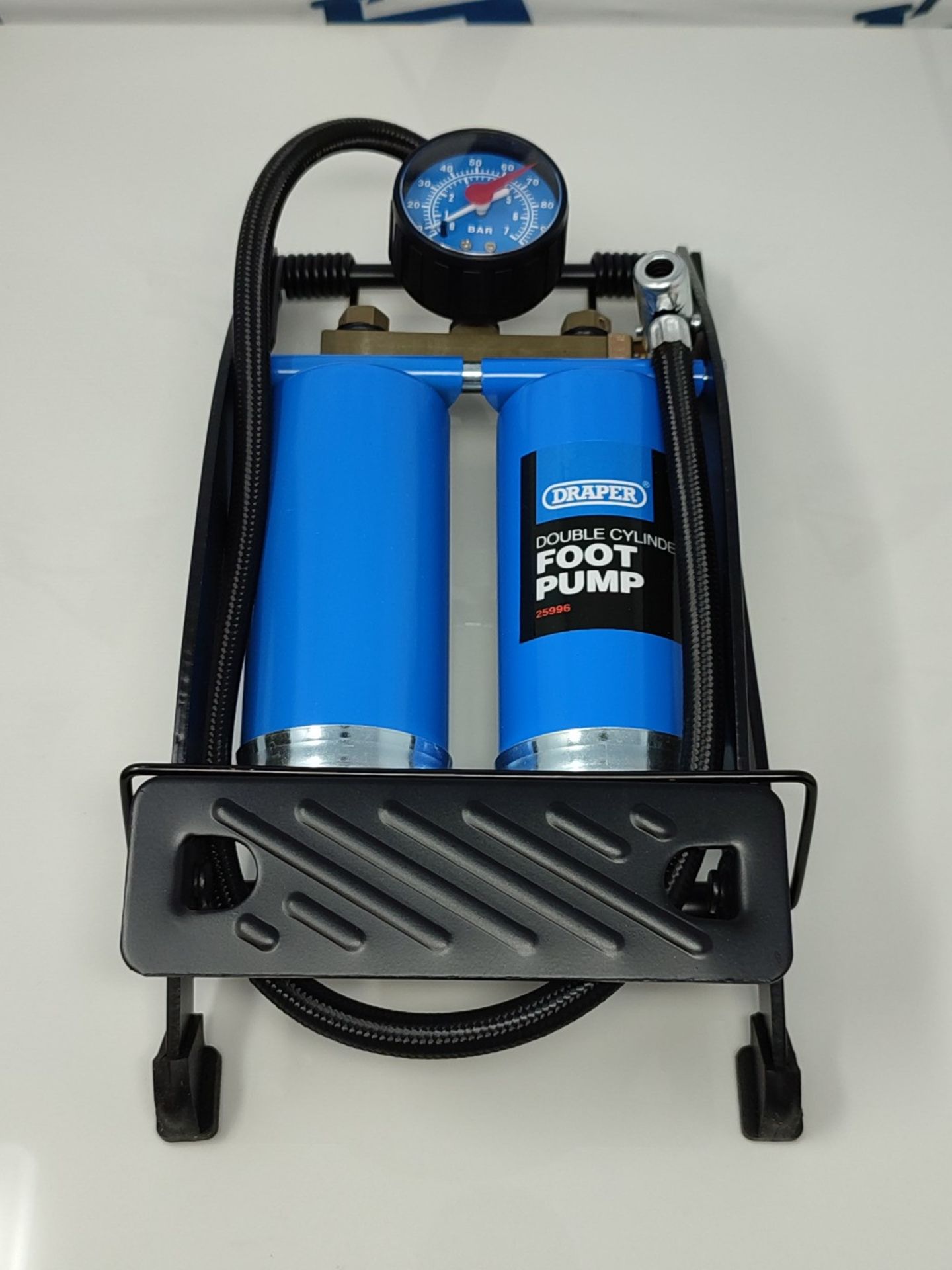 Draper Double-Cylinder Foot Pump with Pressure Gauge & Accessories - 25996 - Manual In - Image 3 of 3