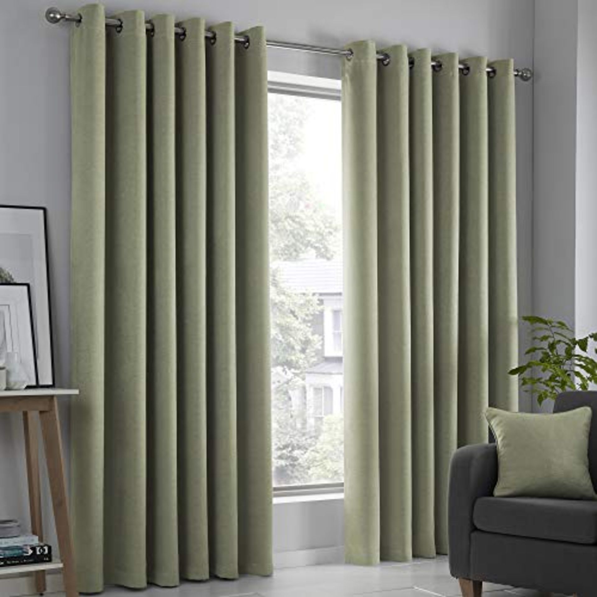 Fusion - Strata - Blockout Pair of Eyelet Curtains - 90" Width x 90" Drop (229 x 229cm