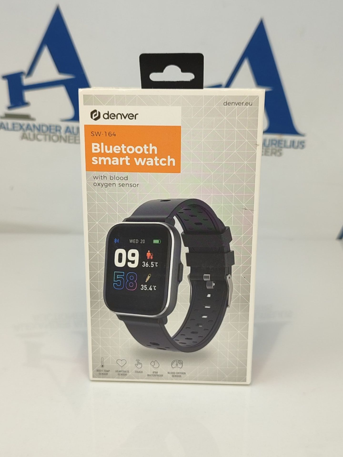 Denver SW-164BLACK, Bluetooth smartwatch, measures body temperature, oxygen and heart