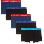 JACK & JONES Men's JacLee Trunks 5 Pack Boxer, Blue (Surf The Web Detail: Surft The We