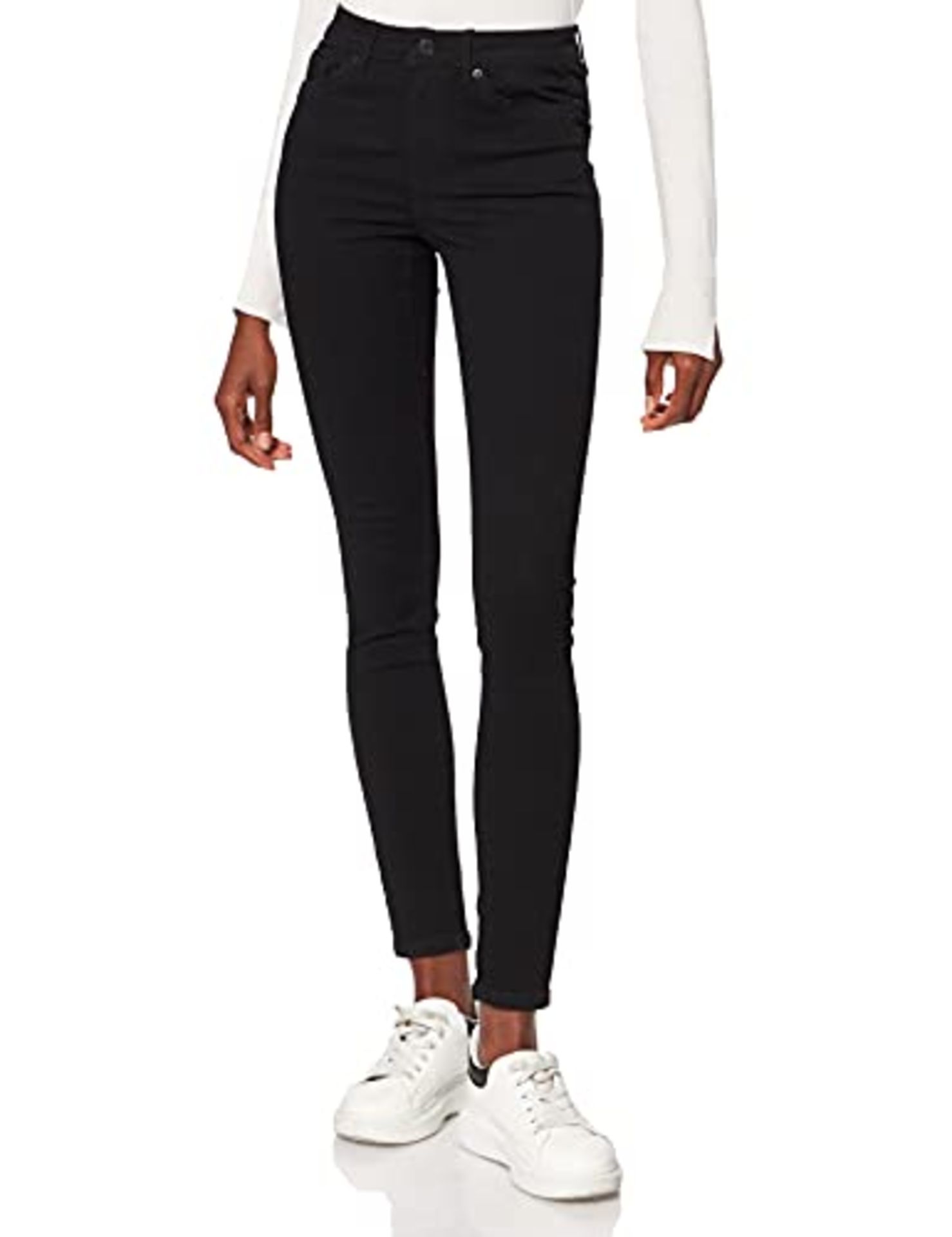 Vero Moda VMTANYA Mr S Piping Jeans VI120 GA Noos Skinny, Black (Black Black), 38/ L32