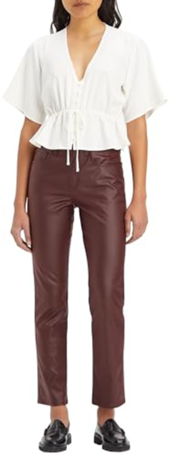 RRP £52.00 Levi's Coated Straight Pant Boxer Bambino, Decadent Chocolate, C, 32W / 32L for Women