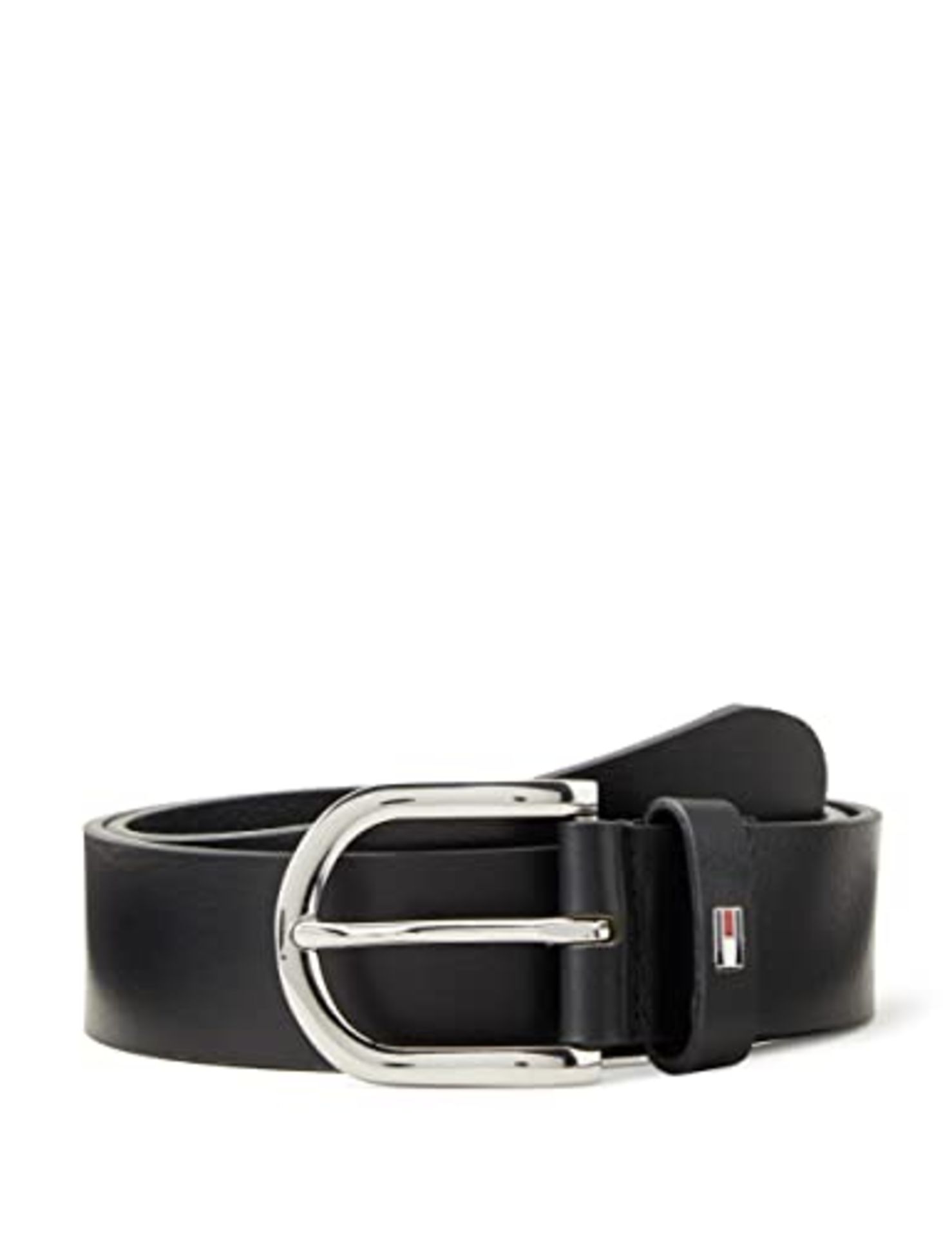 Tommy Hilfiger - New Danny Belt - 100% Real Leather - Rounded Silver-Tone Buckle - War