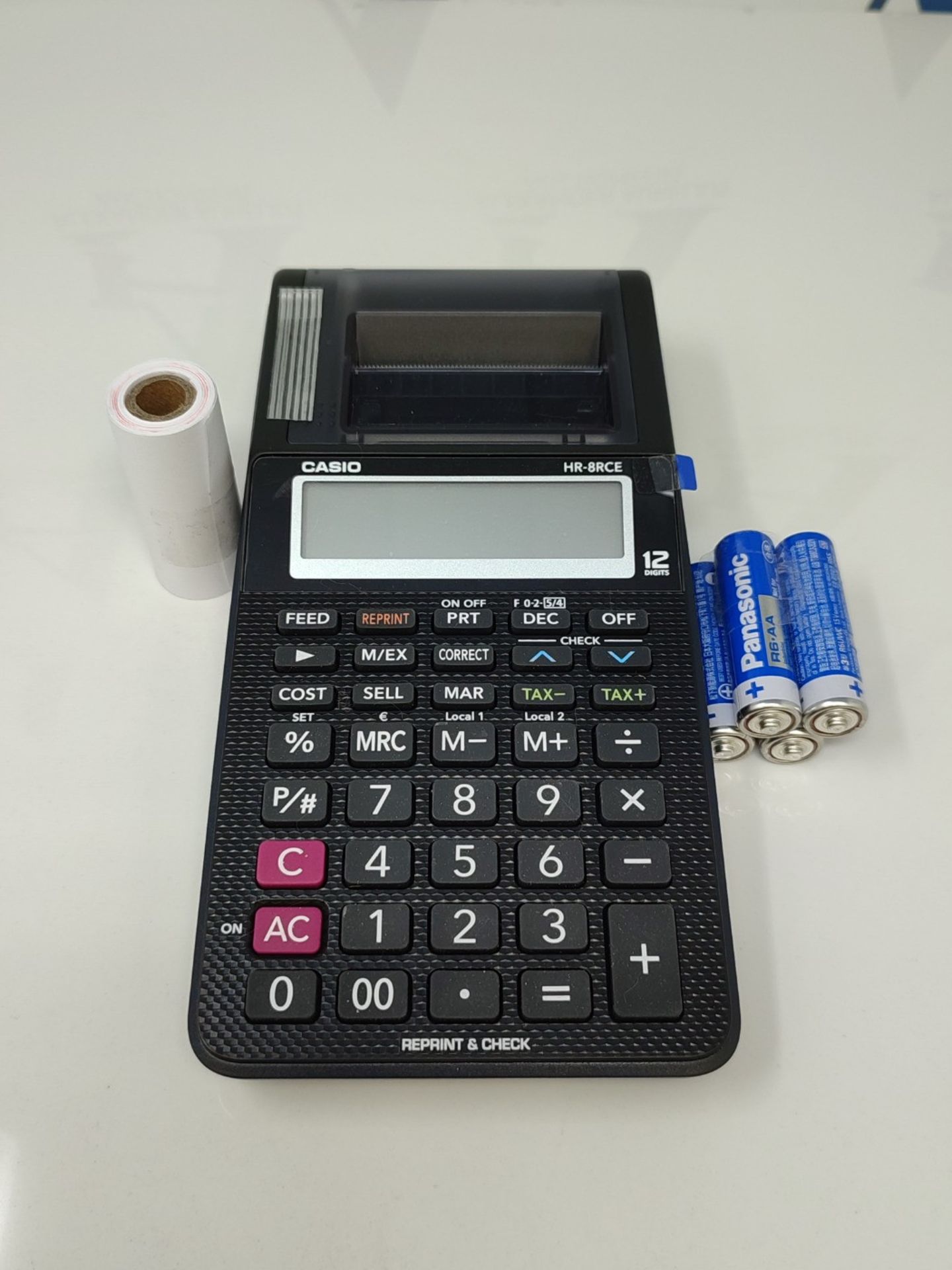 Casio HR-8RCE-BK Portable Printing Calculator, 12-Digit Display, Check and Correct Fun - Image 3 of 3