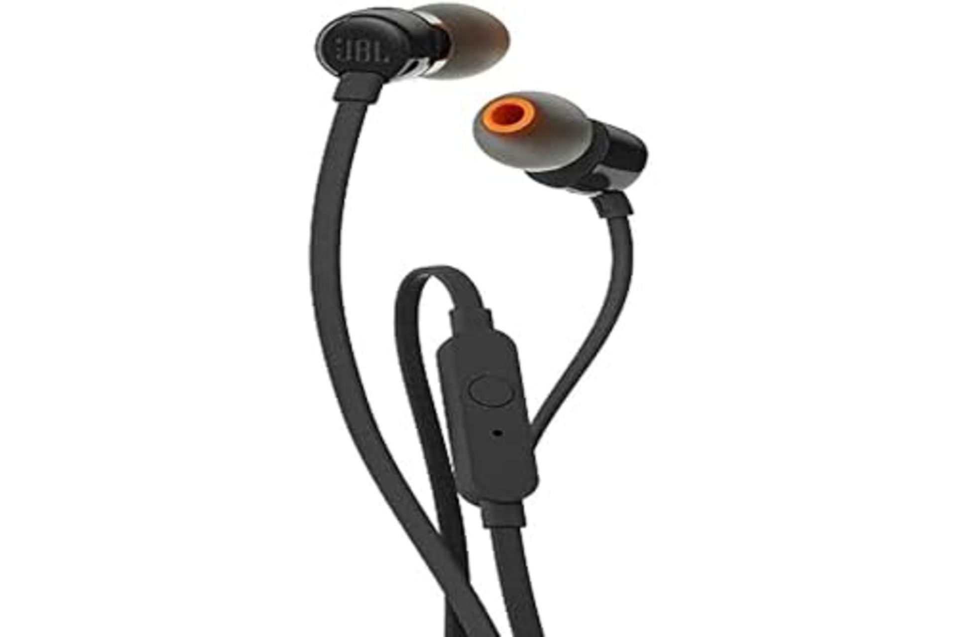 JBL Tune 110 - In-Ear headphones with tangle-free flat cable and microphone in black -