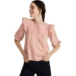 Springfield Pleated Bicolor Blouse T-Shirt, Pink, XS Woman