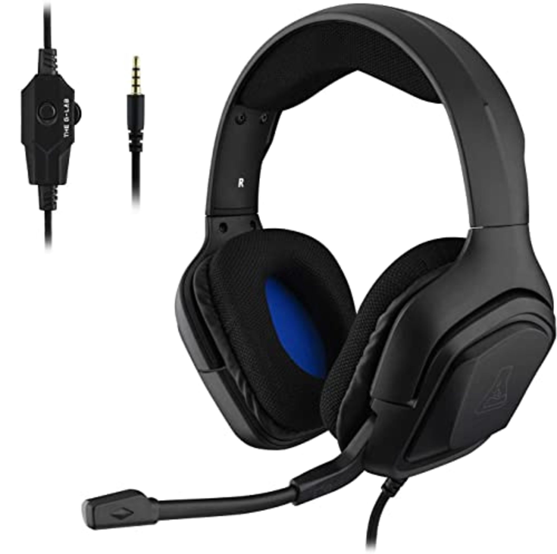 THE G-LAB Korp COBALT Gaming Headset PS4 - Stereo Headphones with Microphone, Ultra Li